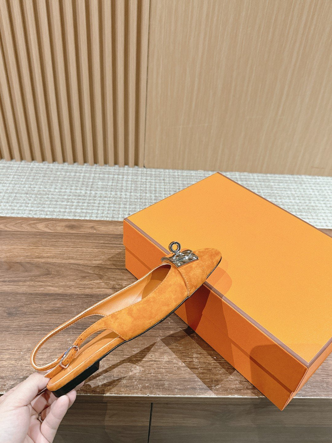 Innocente Slingback Suede Goatskin Orange、mysite、Cacoeks
