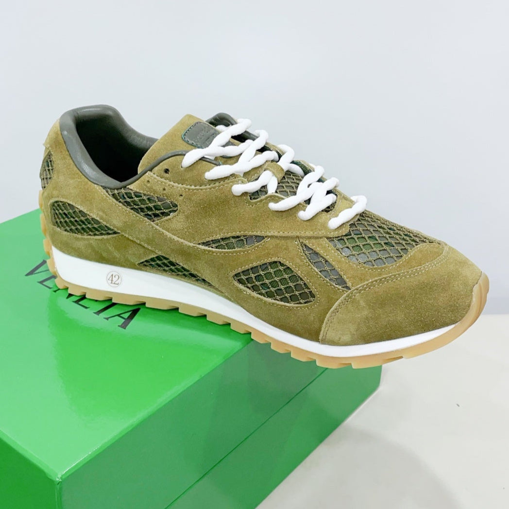 ORBIT SNEAKER IN OLIVE GREEN SUEDE AND TECHNICAL MESH、mysite、Cacoeks
