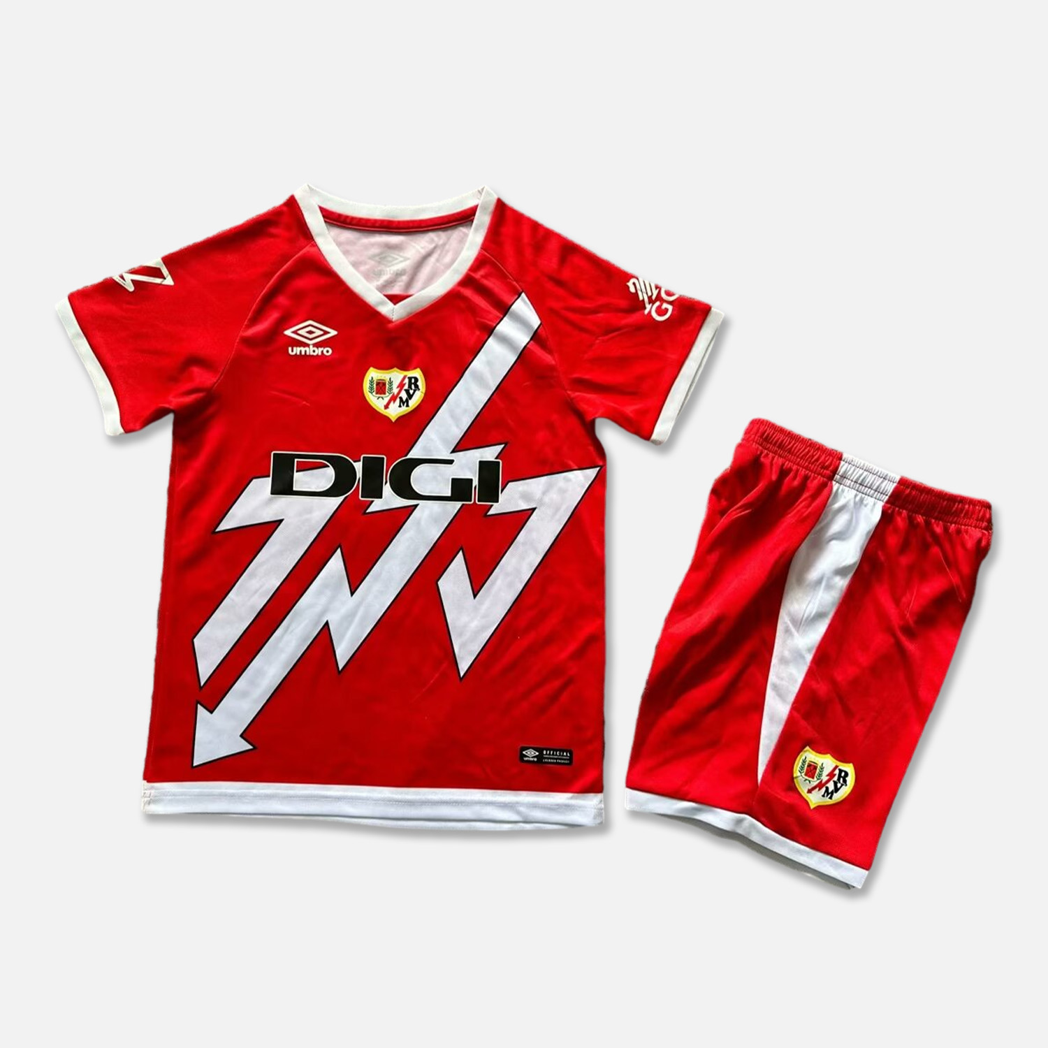 Higojerseys-Rayo Vallecano 24-25 Away Kids Kit