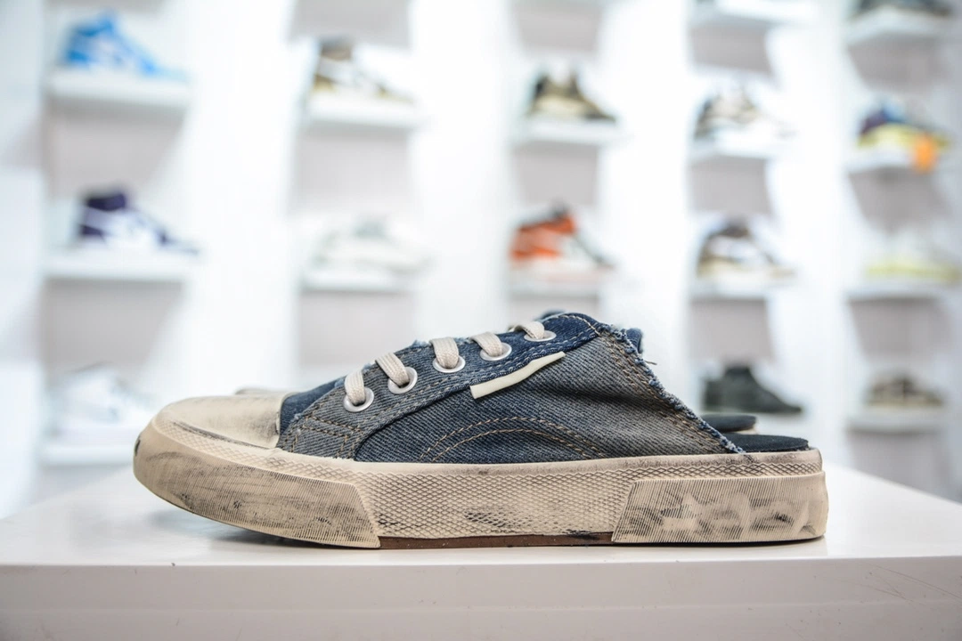Balenciaga Paris Mule in Blue Destroyed Denim Rubber、mysite、Cacoeks