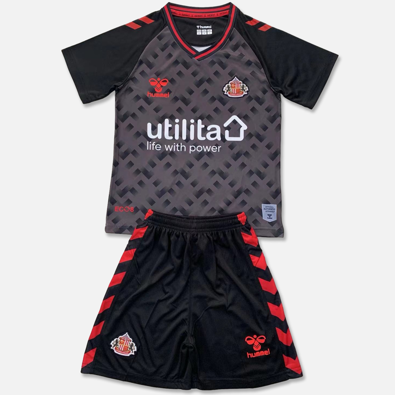 Higojerseys-Sunderland 24-25 Black Goalkeeper Kids Kit