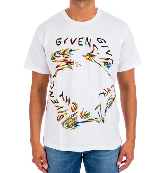 Givenchy Glitch Printed T-Shirt White Regular Fit、mysite、Cacoeks