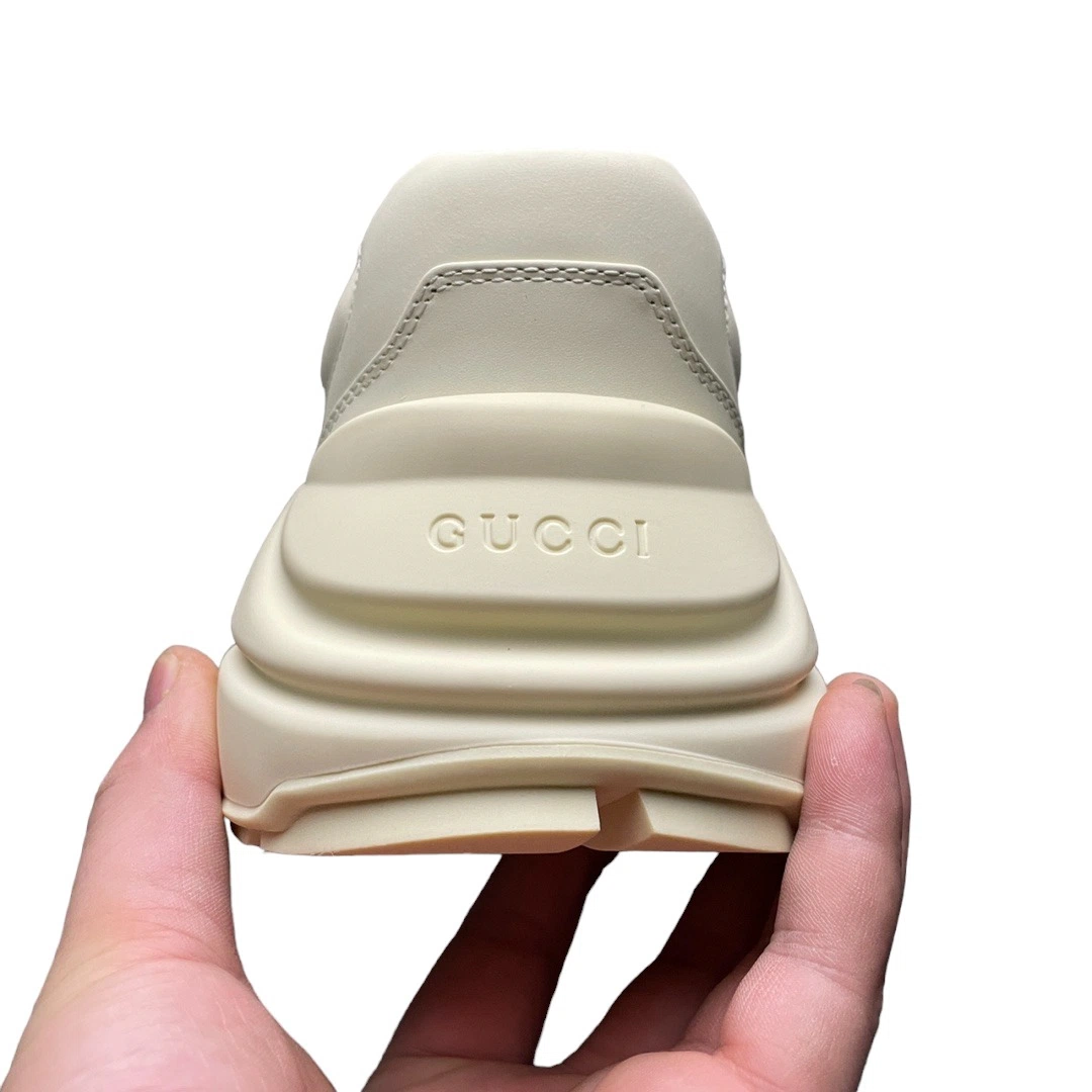 Gucci Rhyton Gucci Logo Leather Sneaker Beige、mysite、Cacoeks