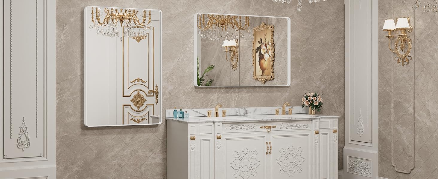 white mirror for bathroom