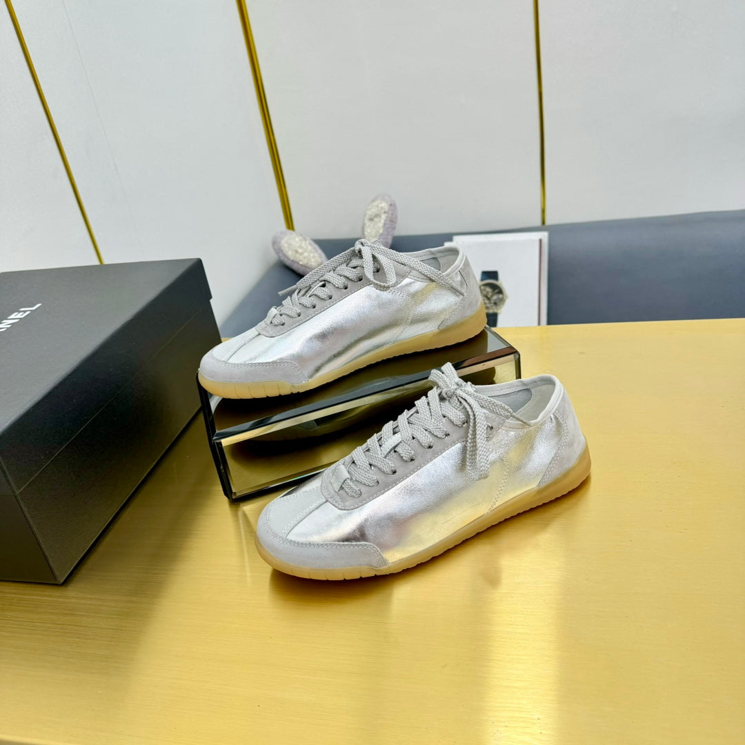 CC SNEAKER IN SILVER GRAY CALFSKIN AND SUEDE、mysite、Cacoeks