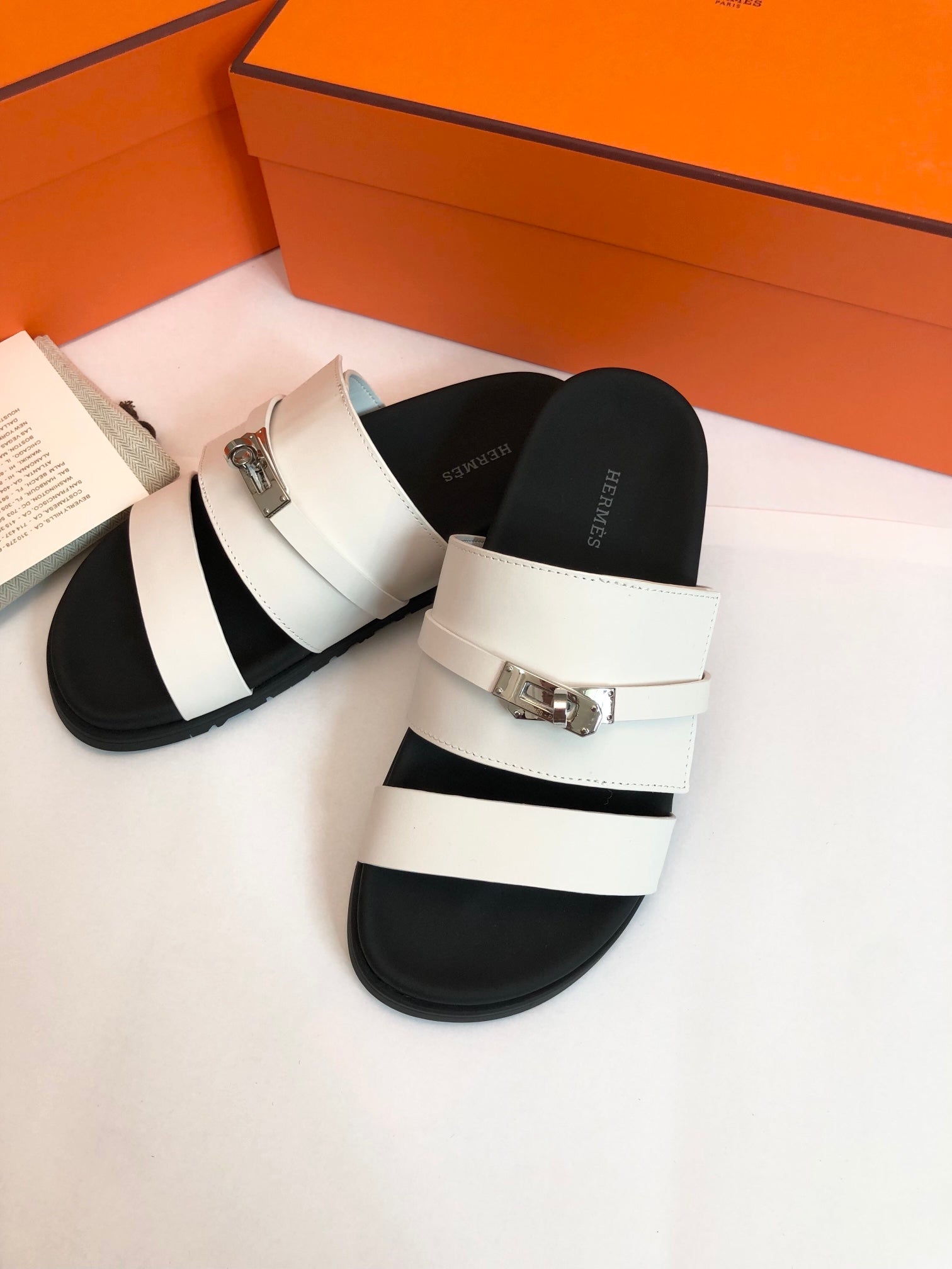 GABRIEL SANDAL MULE IN WHITE CALFSKIN、mysite、Cacoeks