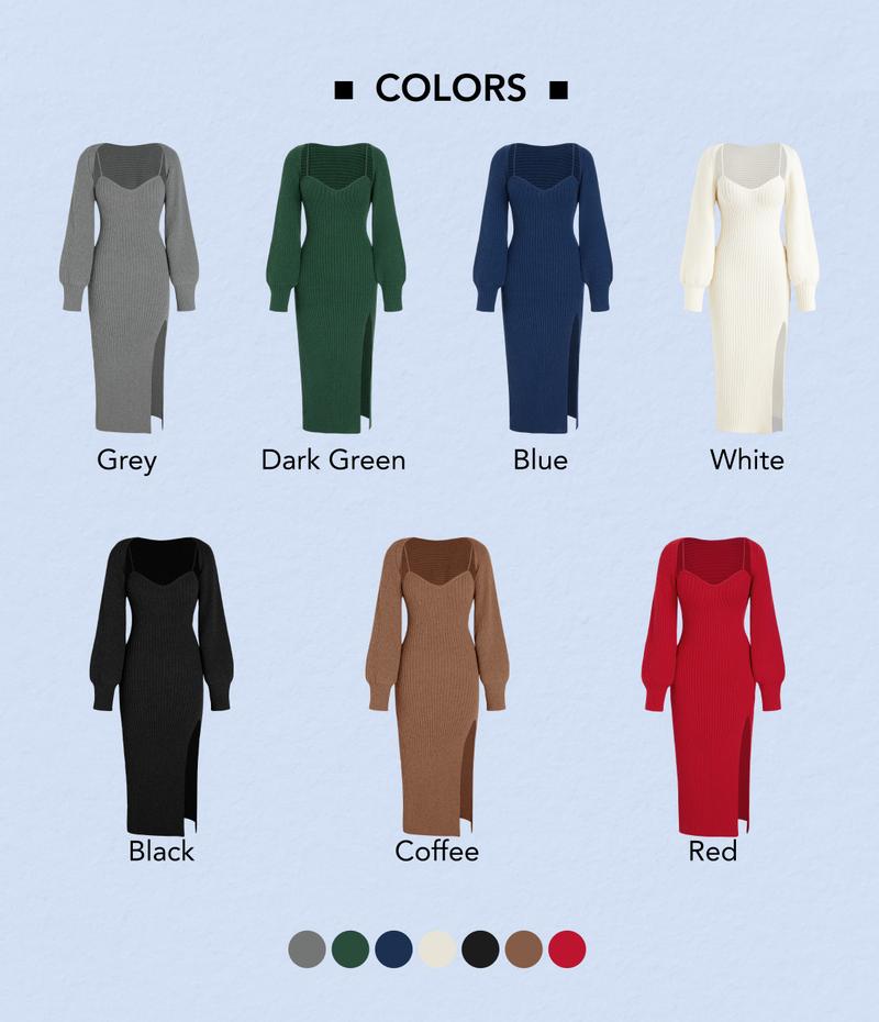 Cider 2-Piece Set Sweater Dress, Stretchy and Hugs Your Figure, Fits Like Glove, Elegant Fashion Cozy Outfits for Spring & Fall Daily, Night Date Outfits