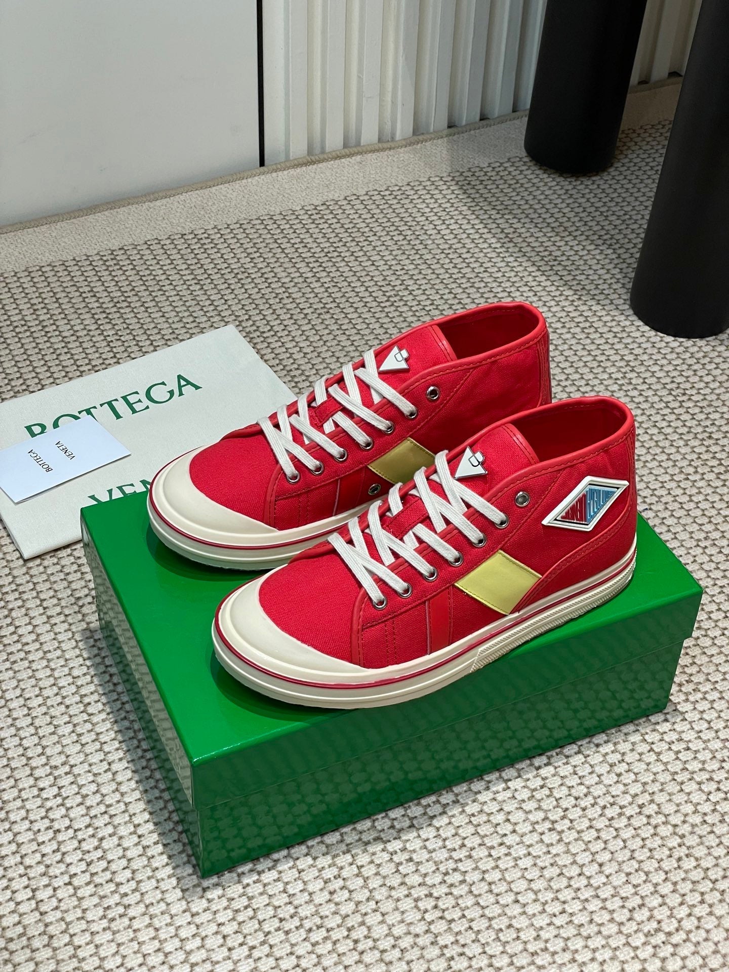 ELIOT SNEAKER IN CHERRY RED CANVAS AND CALFSKIN、mysite、Cacoeks