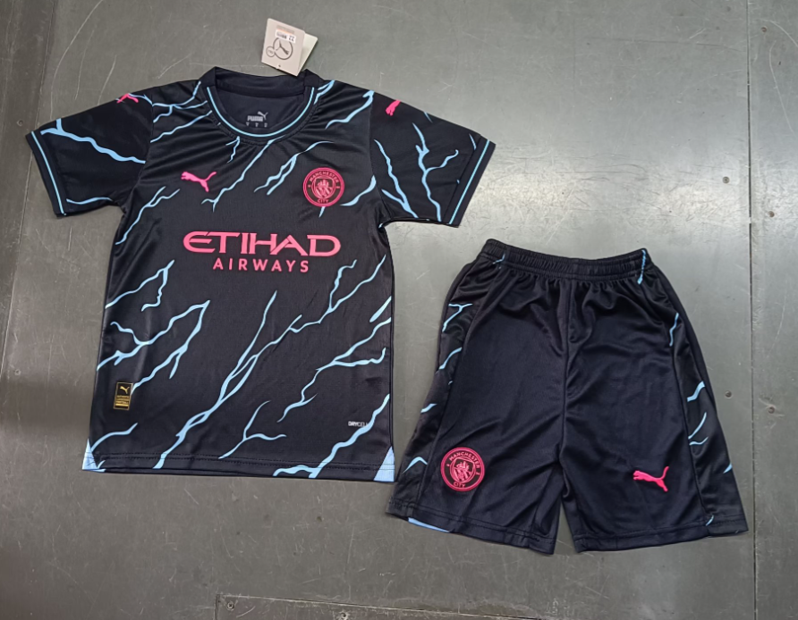 23/24 Manchester City Third Away Football Jersey Kids Size Suit-mysite Custom Football Kit- Nextkits