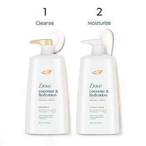 An image of two bottles of Dove Shampoo and Conditioner.