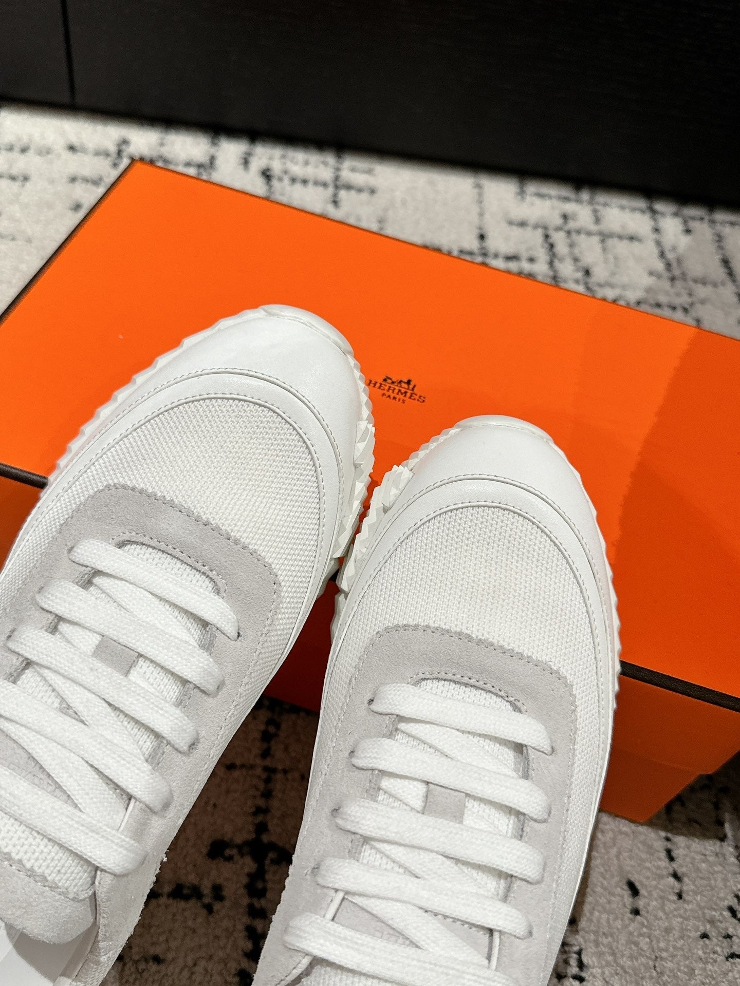 BOUNCING SNEAKER IN WHITE CALFSKIN AND FABRIC、mysite、Cacoeks