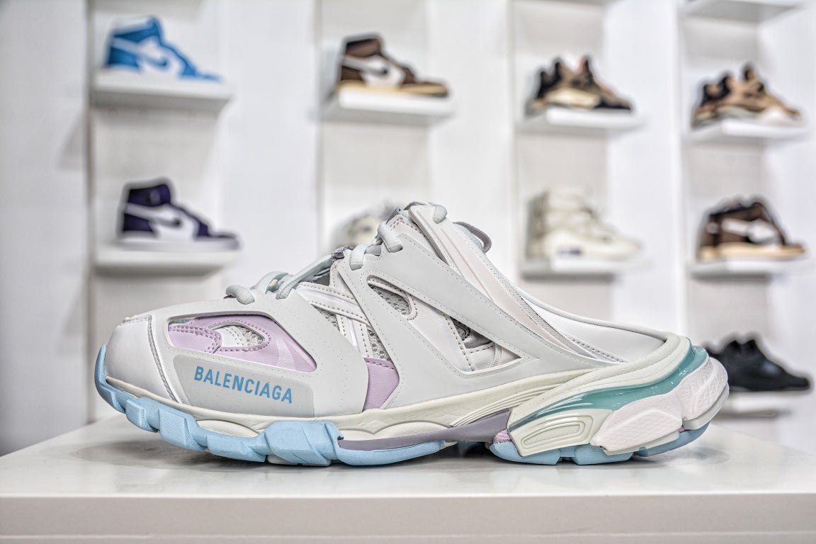 Balenciaga Track Mule in White Light Blue、mysite、Cacoeks