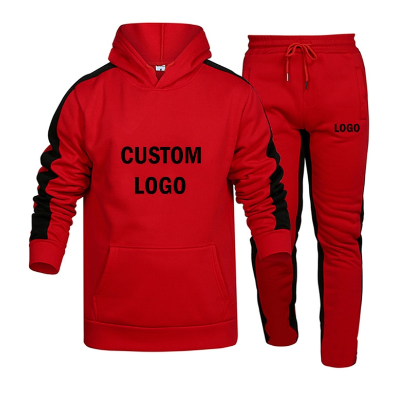 Custom Logo Two Pieces Sets Winter Men's Sets Hoodie+Pants Casual Tracksuit Male Sportswear Gym Jogging Autimn Men's SweatSuit