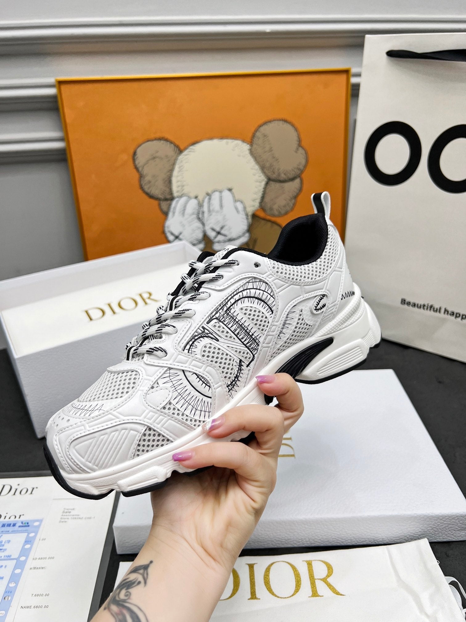 CD CHRONO SNEAKERS IN WHITE AND BLACK MESH、mysite、Cacoeks