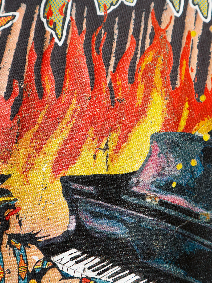 KAPITAL 20 / Jersey Crew Neck Tee ( BURNING PIANO pt )  K2503SC062 