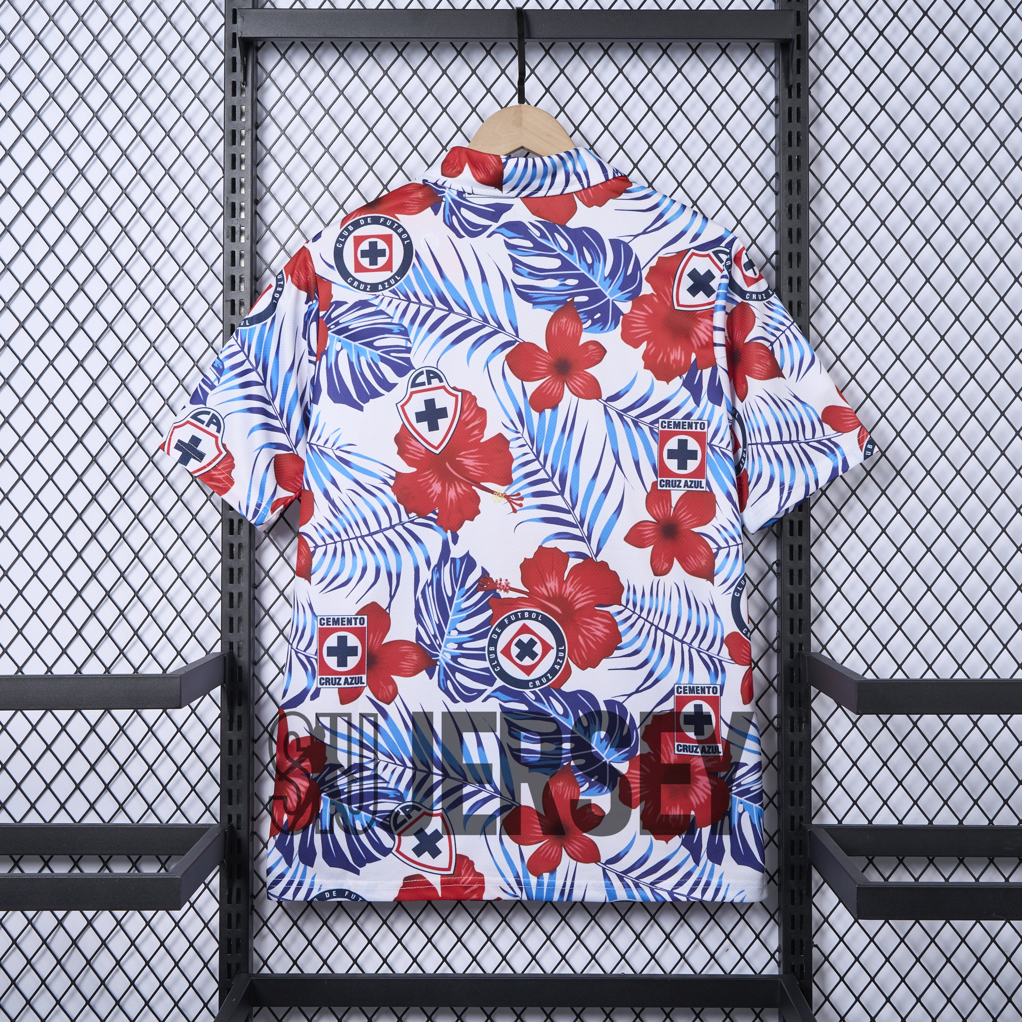 SIUjerseys-Cruz Azul 24-25 Flower and Leaves Polo Shirt