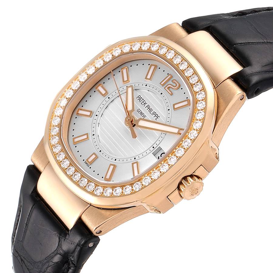 Superclone 1:1 Patek Philippe Nautilus Rose Gold Diamond Silver Dial Ladies Watch 7010-fasswatch