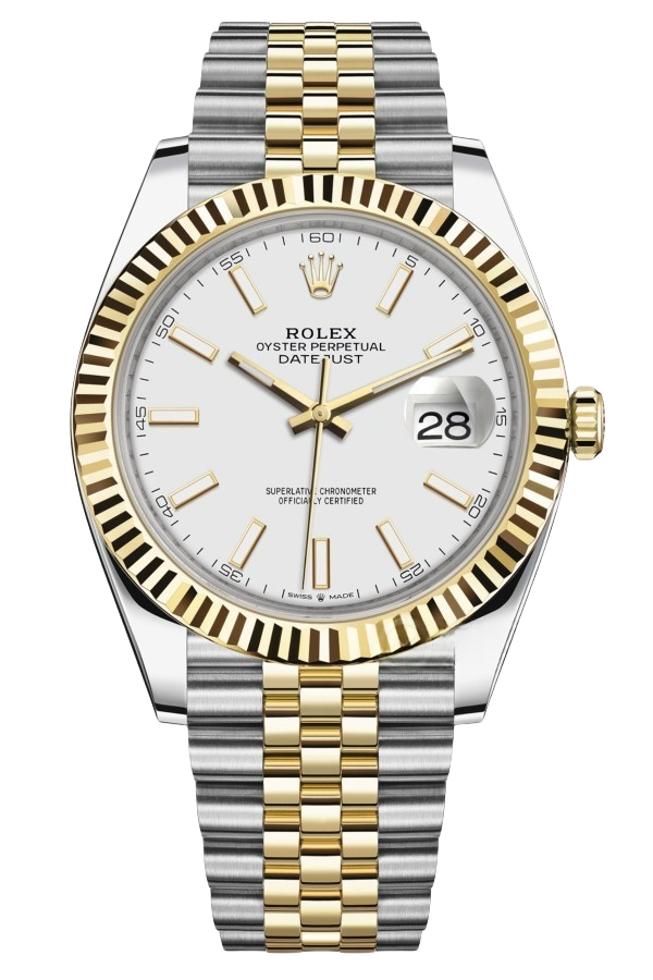 Rolex Datejust 41mm Super Clone Swiss ReplicaWatchTwo Tone Jubilee Bracelet White Dial Ref 126333 3235 Swiss Movement