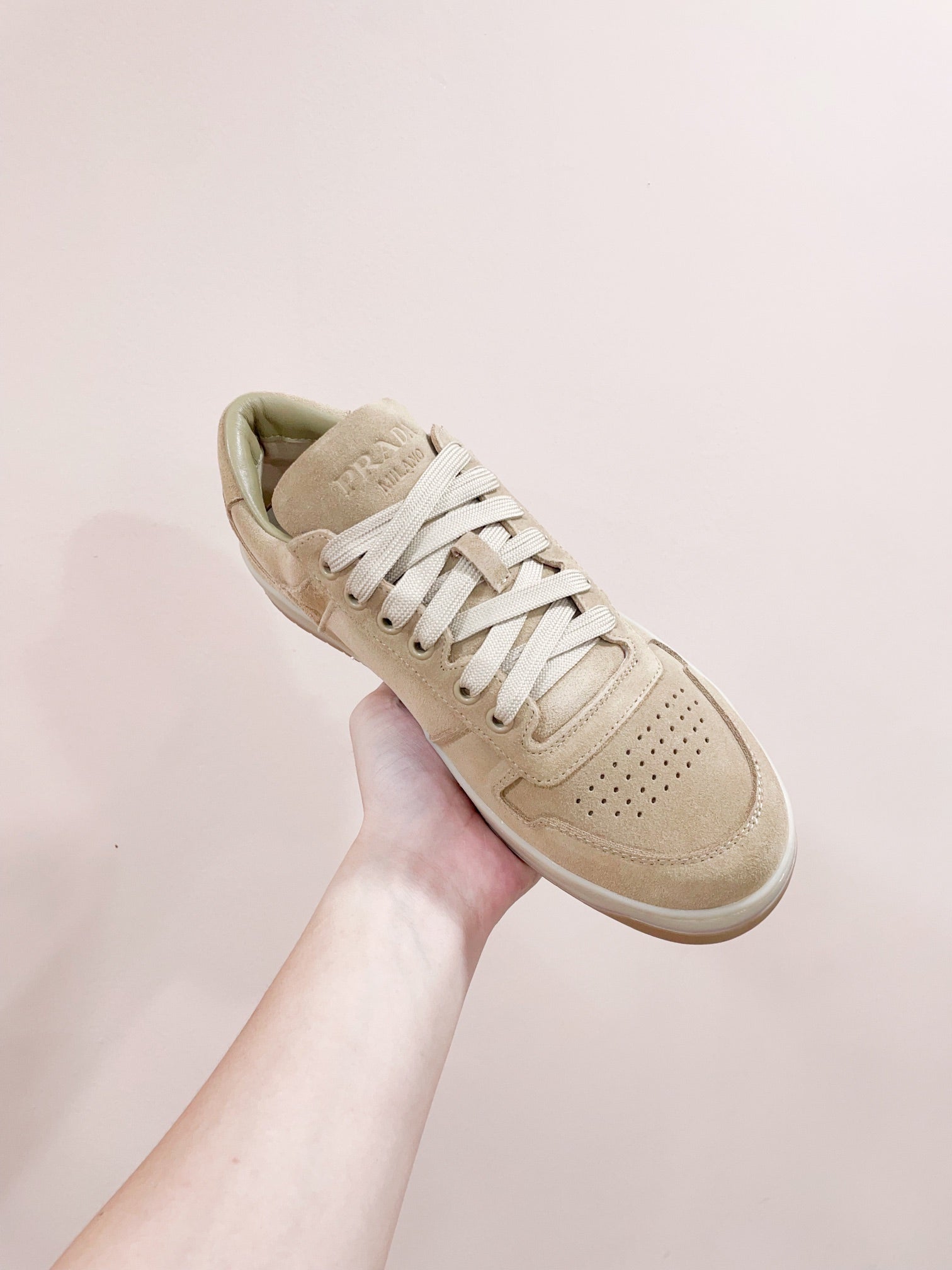 PRA DOWNTOWN PERFORATED SNEAKERS BEIGE SUEDE、mysite、Cacoeks