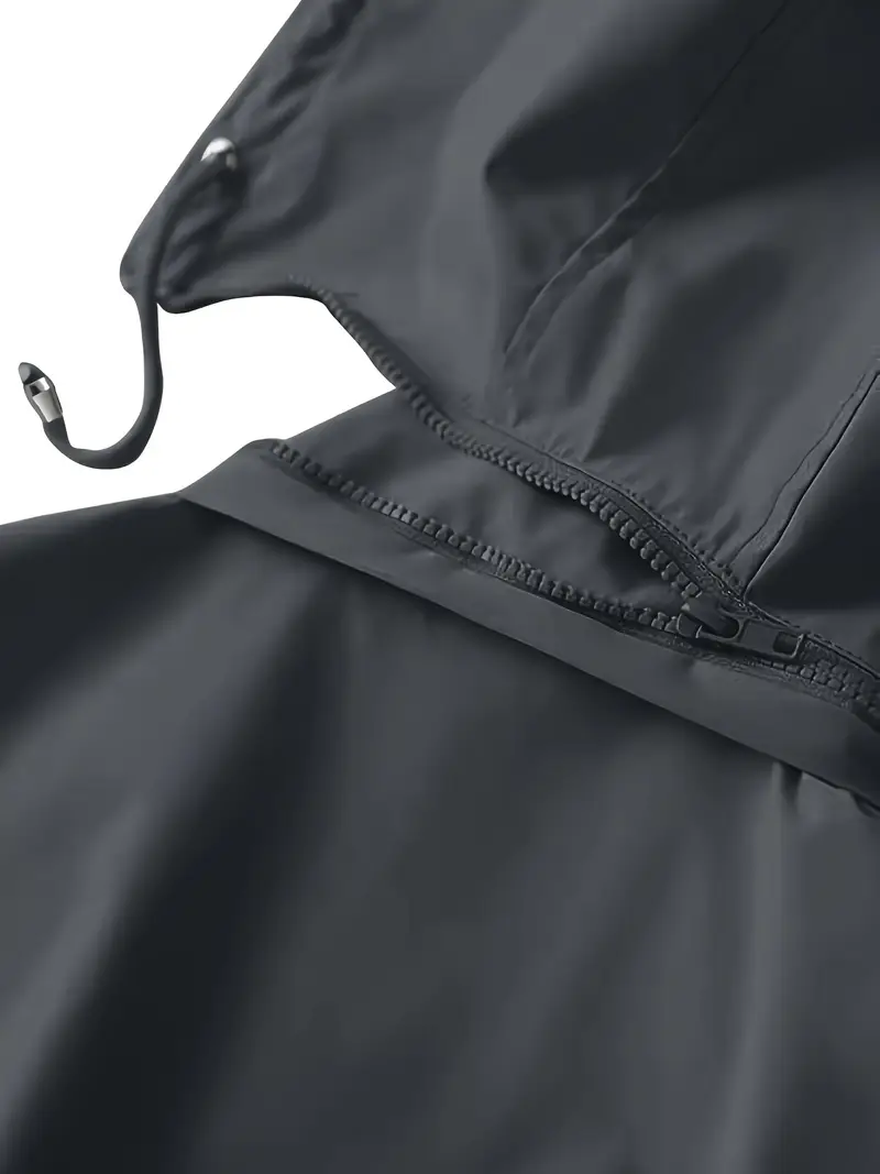 plus size womens plus size lightweight hooded windbreaker jacket casual zip up with adjustable waist long sleeves and pockets solid color for   outdoor spring jacket adjustable waist jacket durable fabric jacket details 12
