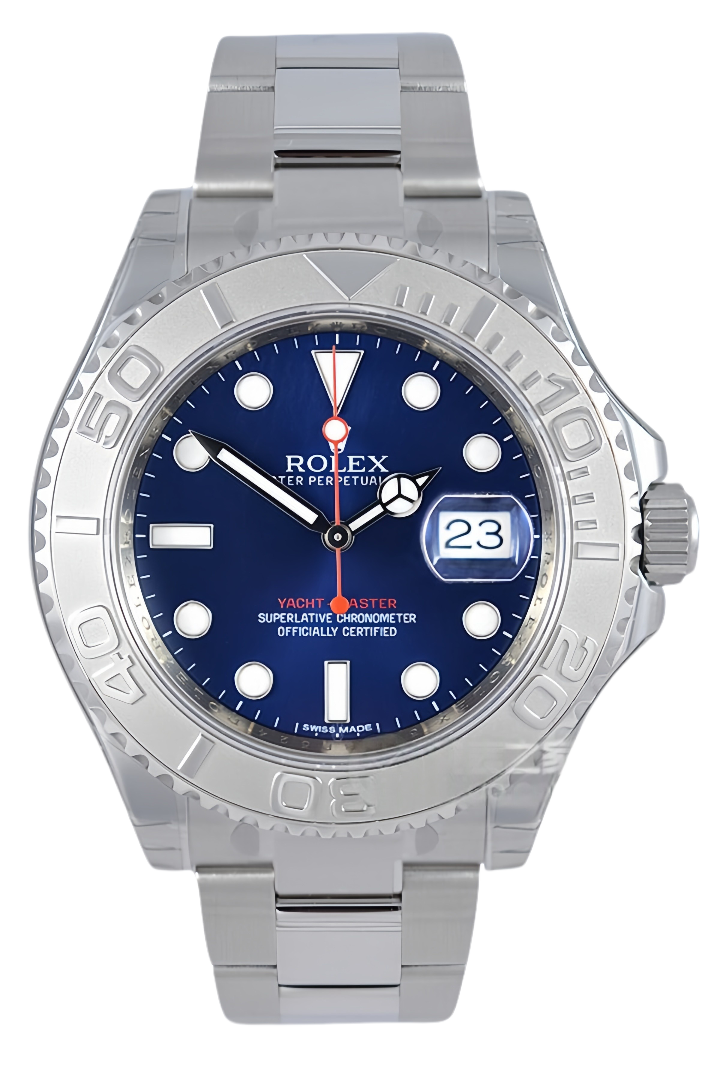 Rolex Yacht-Master 40 Blue Dial Platinum Bezel Super Clone Swiss Replica Watch Ref 116622-78760 Oyster Bracelet