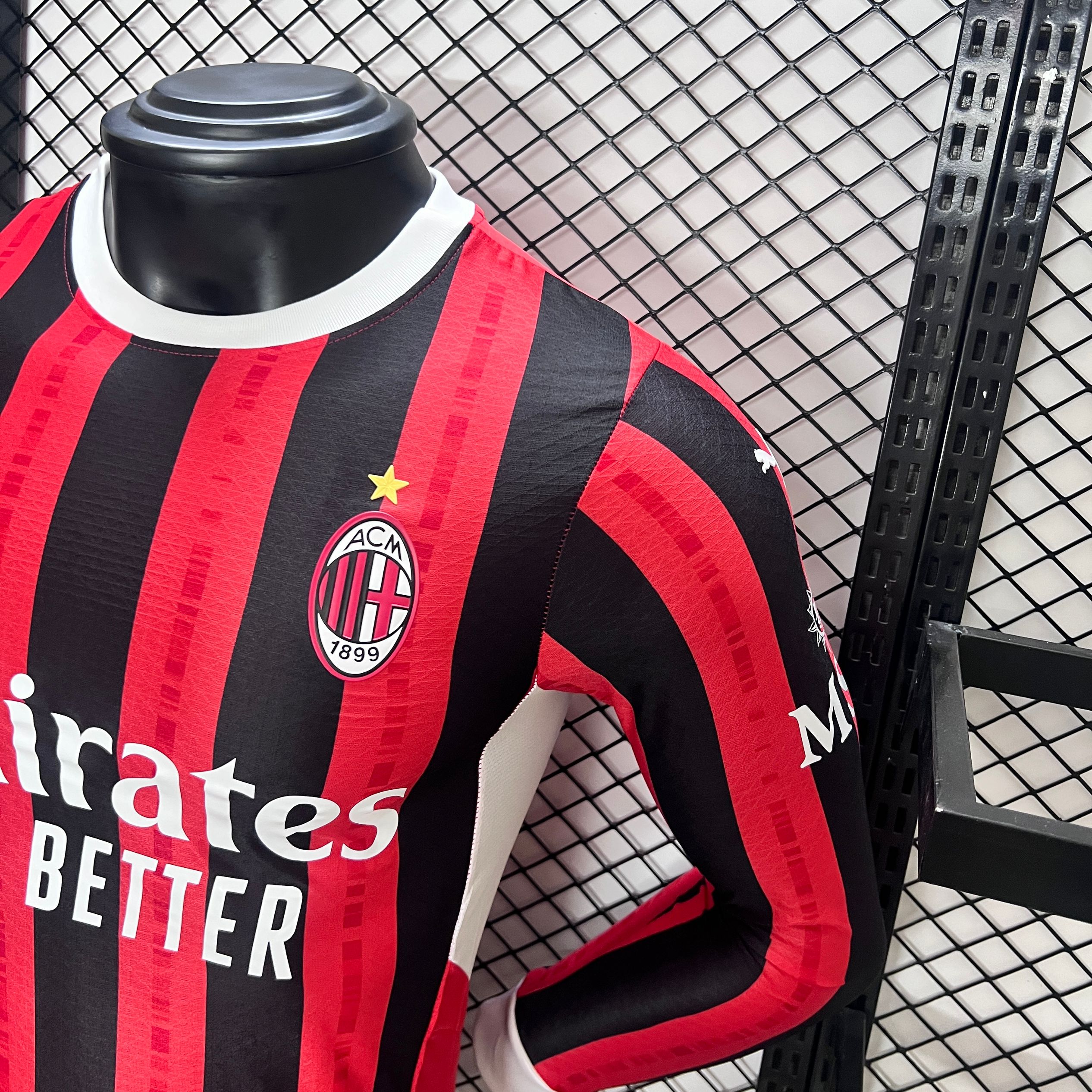 JerseysGala.com | AC Milan 24-25 Home Long Sleeve Jersey - Player Version -Customize Name, Number and Patch | Worldwide Shipping