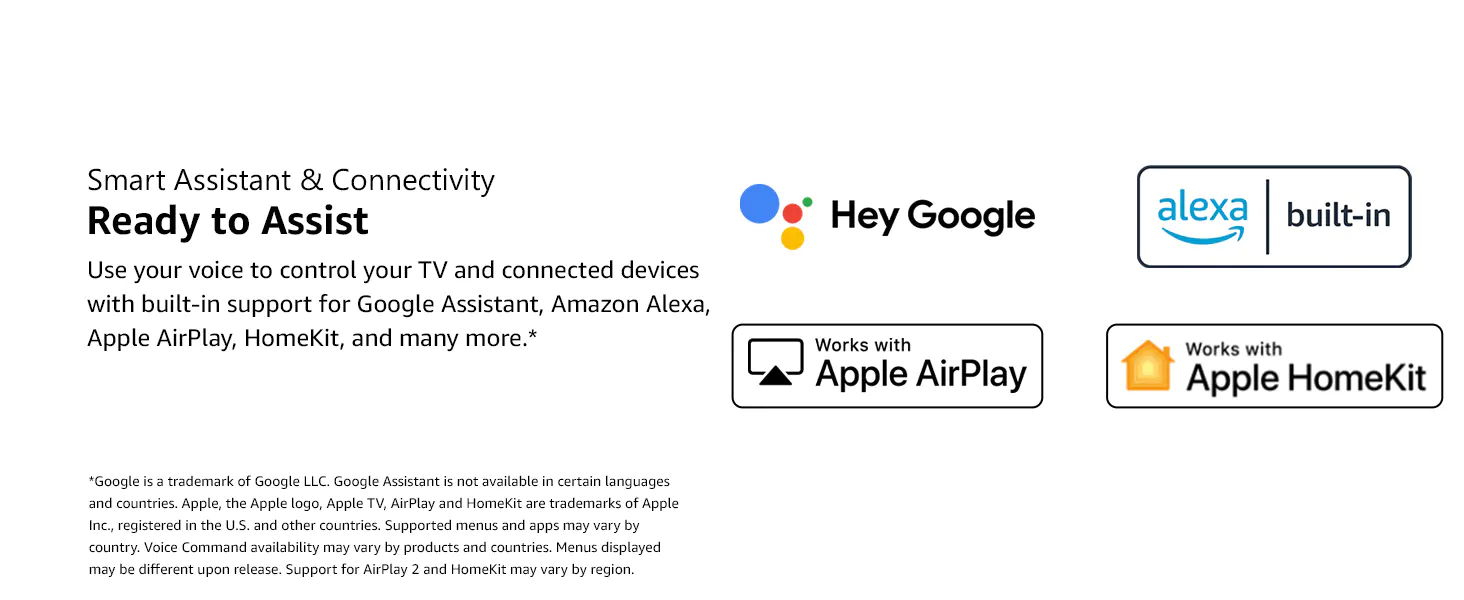 Use your voice to control your TV built-in support for Google Assistant, Amazon Alexa and many more