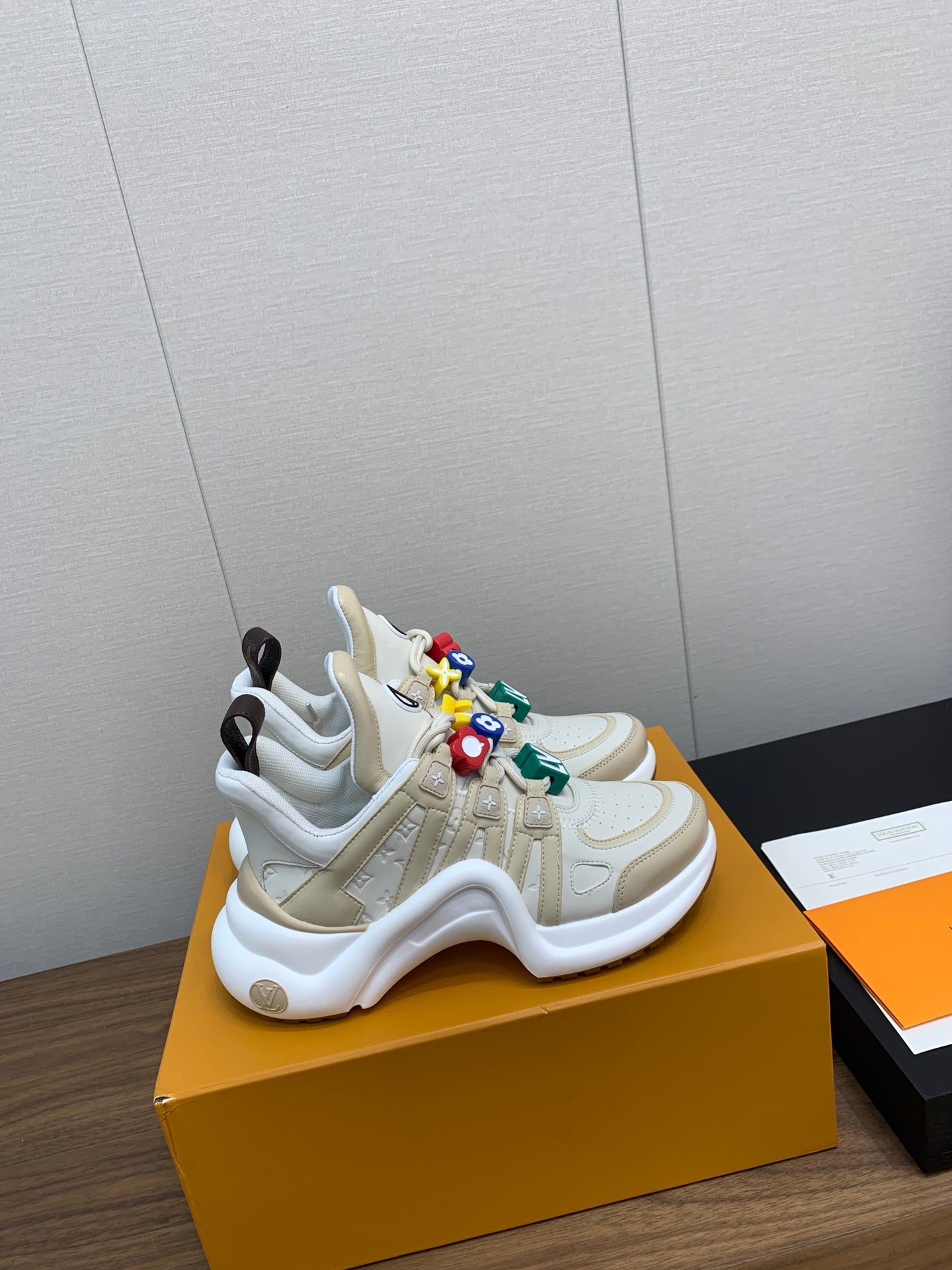 LV ARCHLIGHT SNEAKER BEIGE MIX CAMEL BROWN CALFSKIN、mysite、Cacoeks