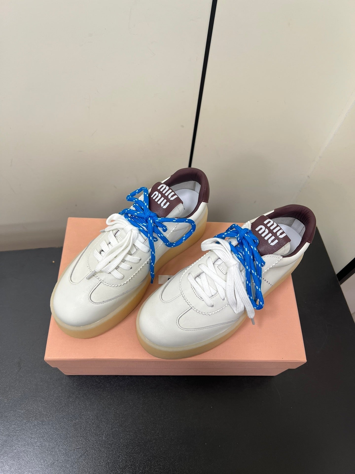 THICK-SOLED RETRO SNEAKERS IN WHITE MIX MERLOT SMOOTH LAMBSKIN、mysite、Cacoeks