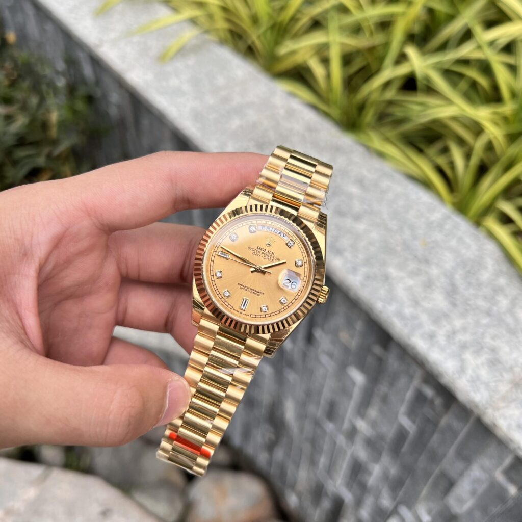 Đồng Hồ Rolex Day-Date Vàng Champagne Fake Máy Thụy Sỹ 40mm (2)