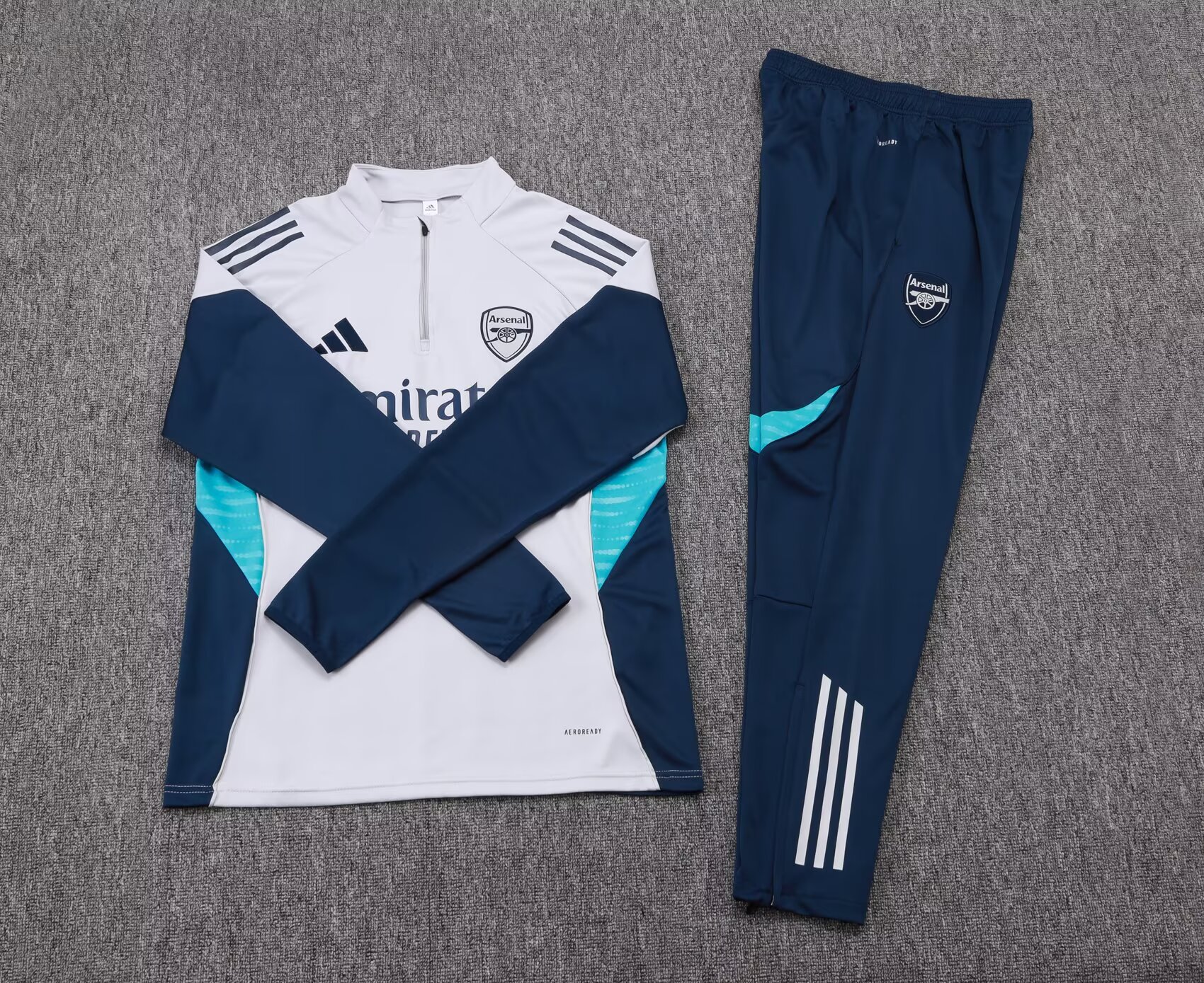 2025/2026 Arsenal Half-Pull Training Suit Light Gray Football Shirt 1:1 Thai Quality Set:football jersey mysite: unitedjerseyfootball 邓江浪:football