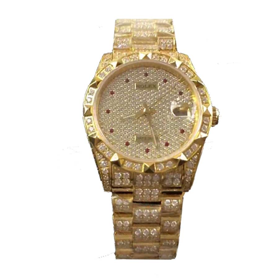 rolex datejust yellow gold diamond dial iced out 116624