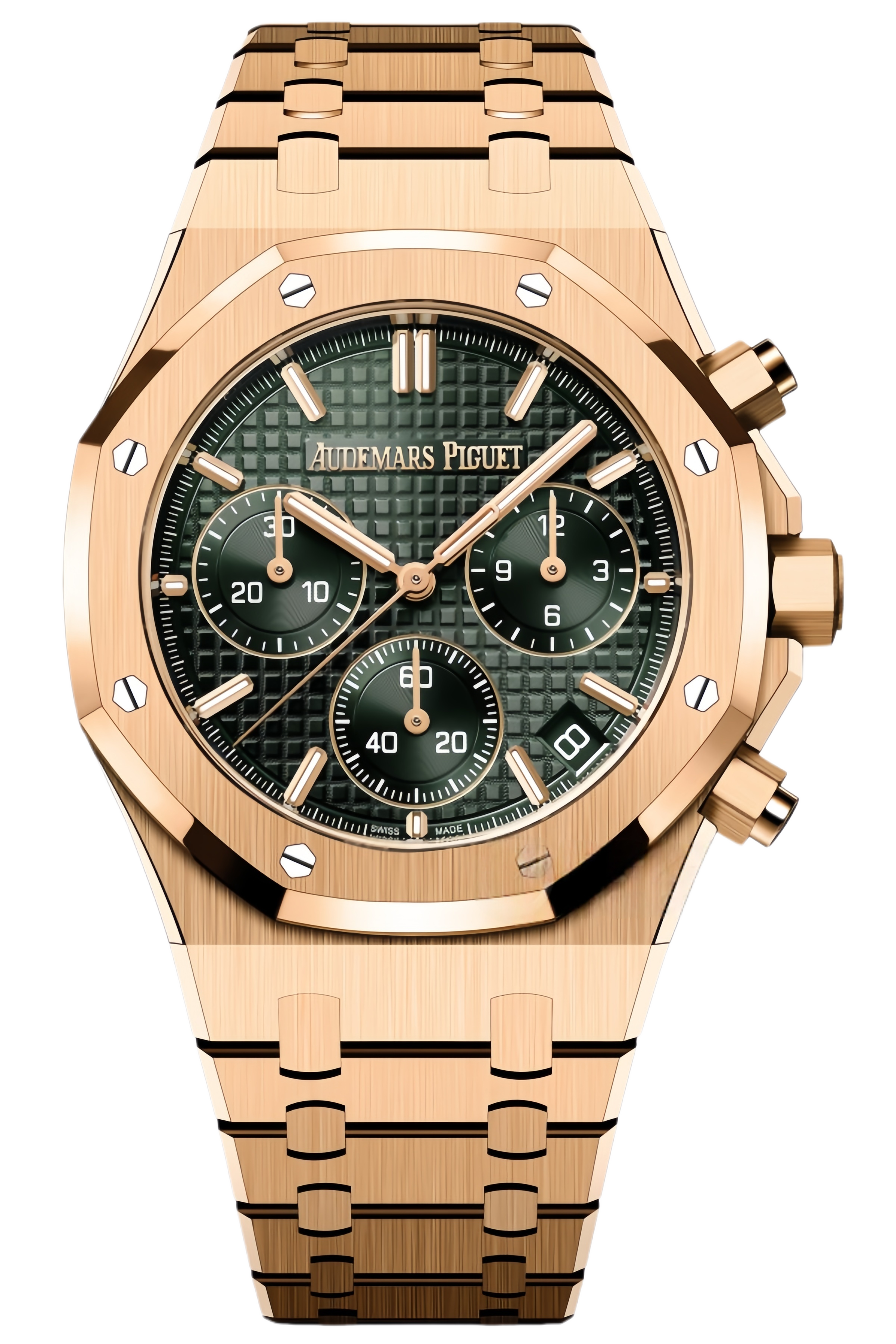 Audemars Piguet Royal Oak Chronograph Ref. 26240OR.OO.1320OR.08 Super Clone Watch – Rose Gold Case Silver Dial Swiss Replica