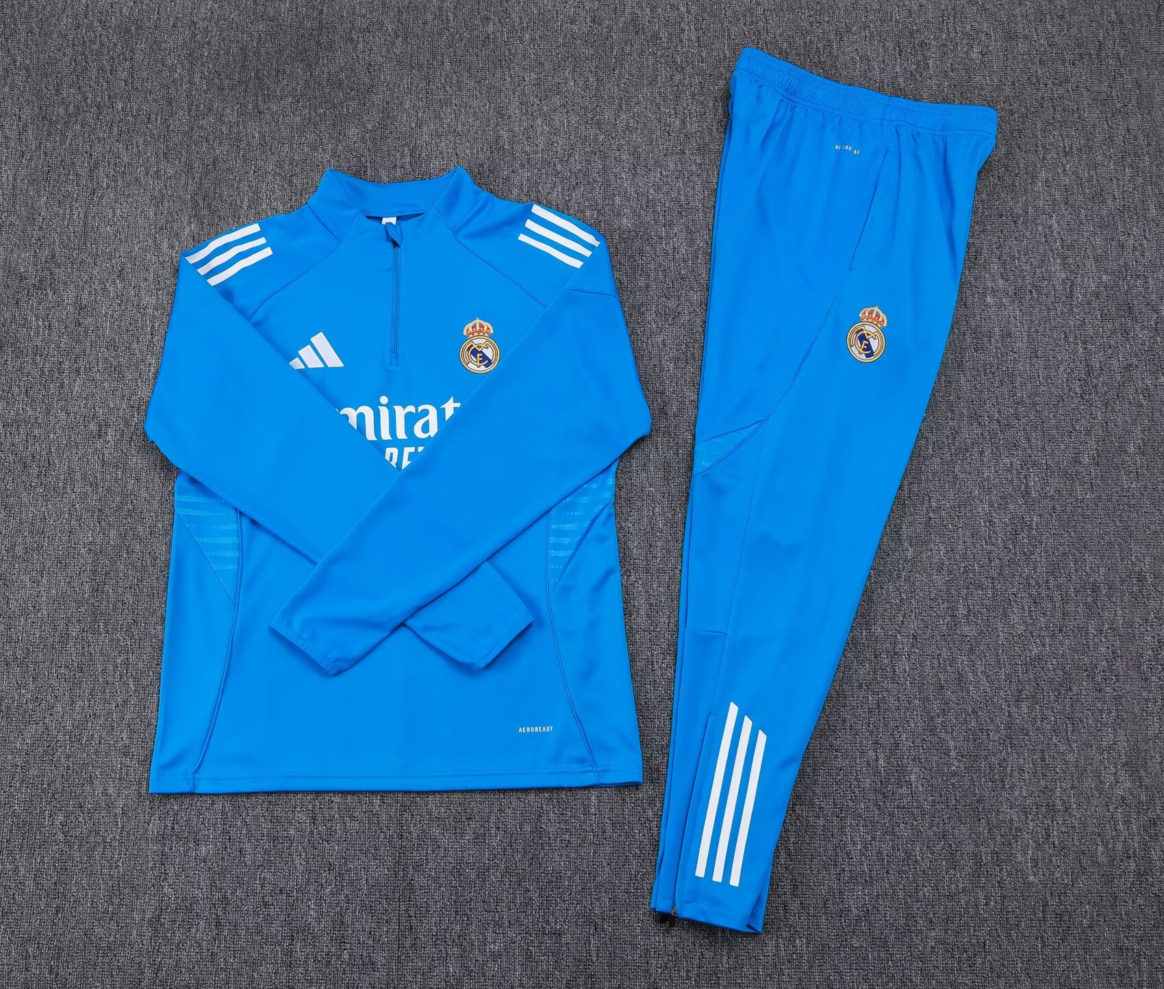 2025/2026 Real Madrid Half-Pull Training Suit Bright Blue Football Shirt Set:football jersey mysite: unitedjerseyfootball 邓江浪:football