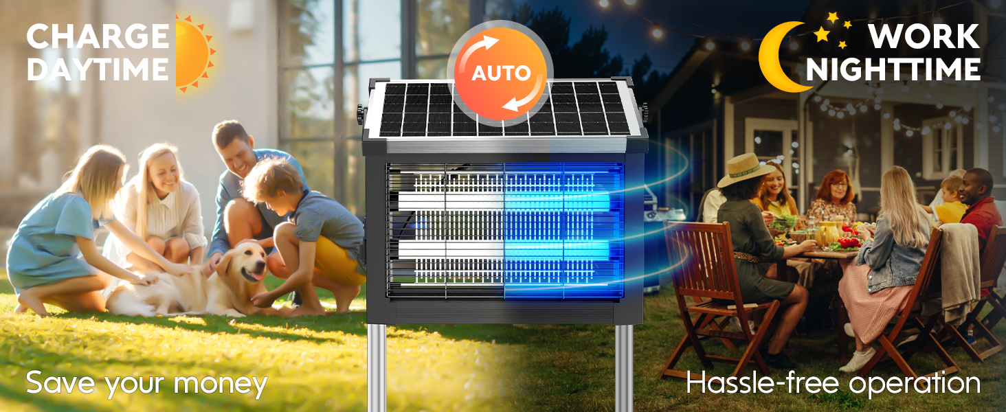 Solar Bug Zapper Outdoor Waterproof Mosquito Zapper for Camping Backyard Kitchen Home Garden