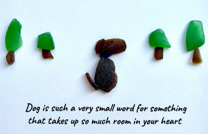 Dog Sea Glass Art, Framed 8x10 Handmade Gift With Quote, Gift for Dog Owner image 3