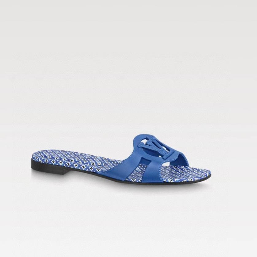 LV WOMEN ISOLA FLAT MULE IN COBALT BLUE SHEEPSKIN、mysite、Cacoeks
