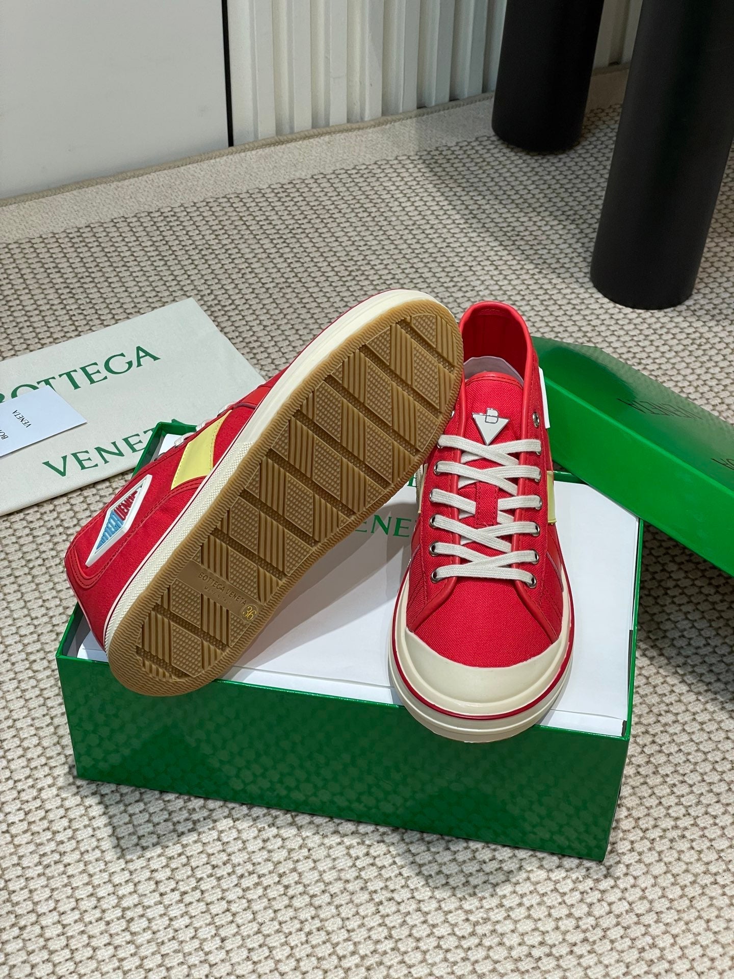 ELIOT SNEAKER IN CHERRY RED CANVAS AND CALFSKIN、mysite、Cacoeks