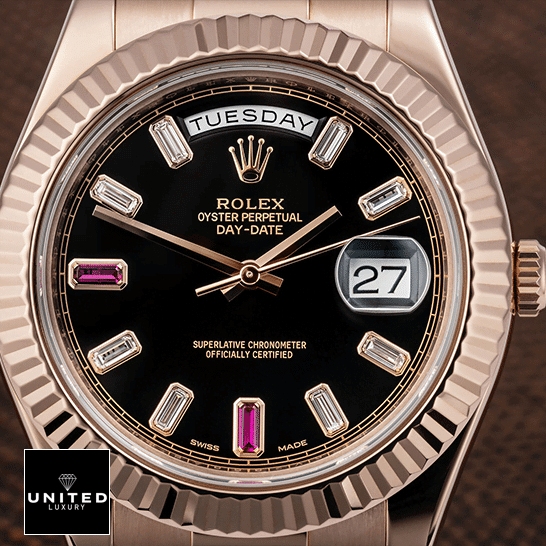 Rolex Day-Date II 218235 Gem-Set Indıces Black Dial