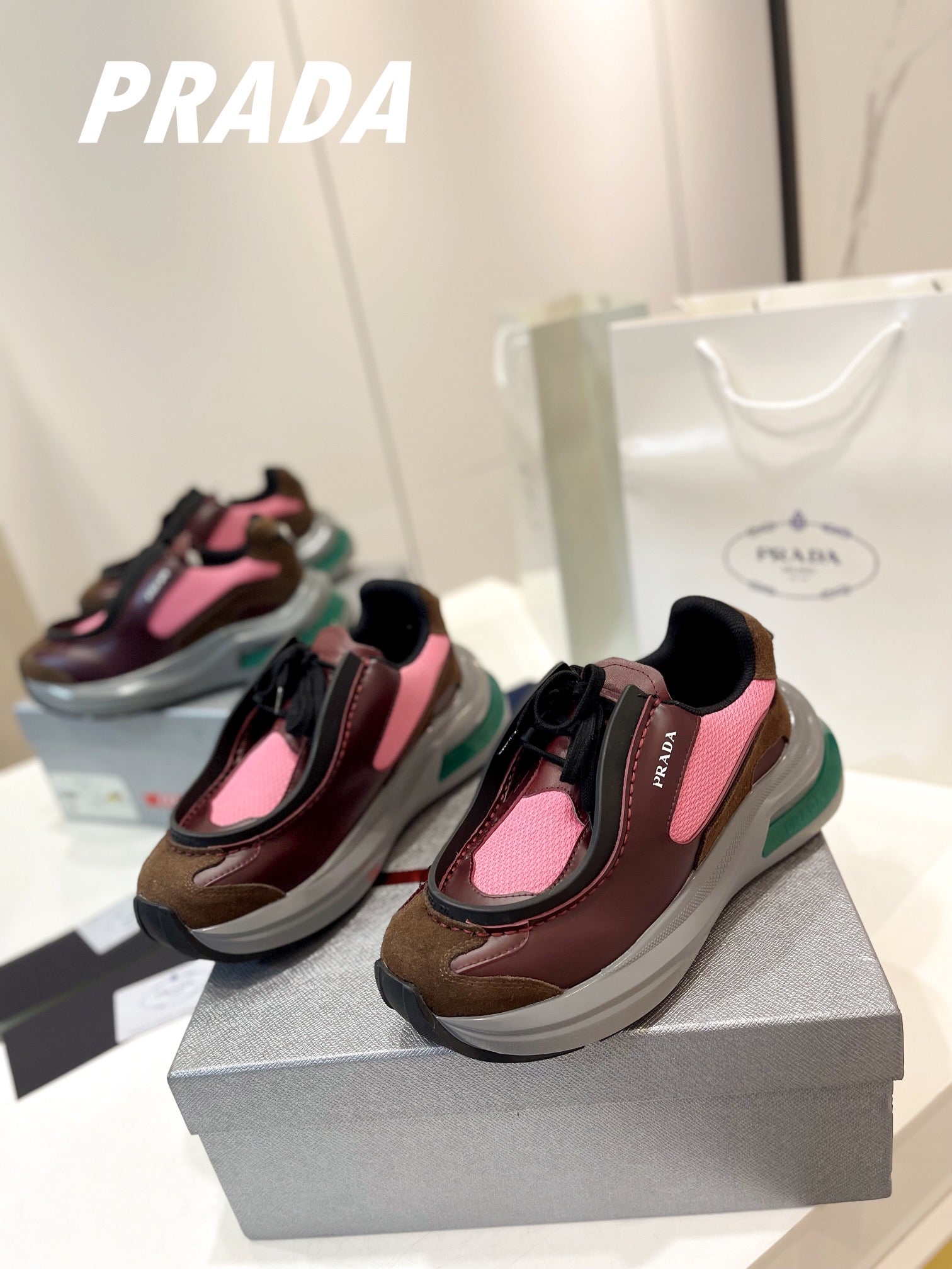 PRA SYSTEME BRUSHED SNEAKERS WINE AND PINK CALFSKIN、mysite、Cacoeks