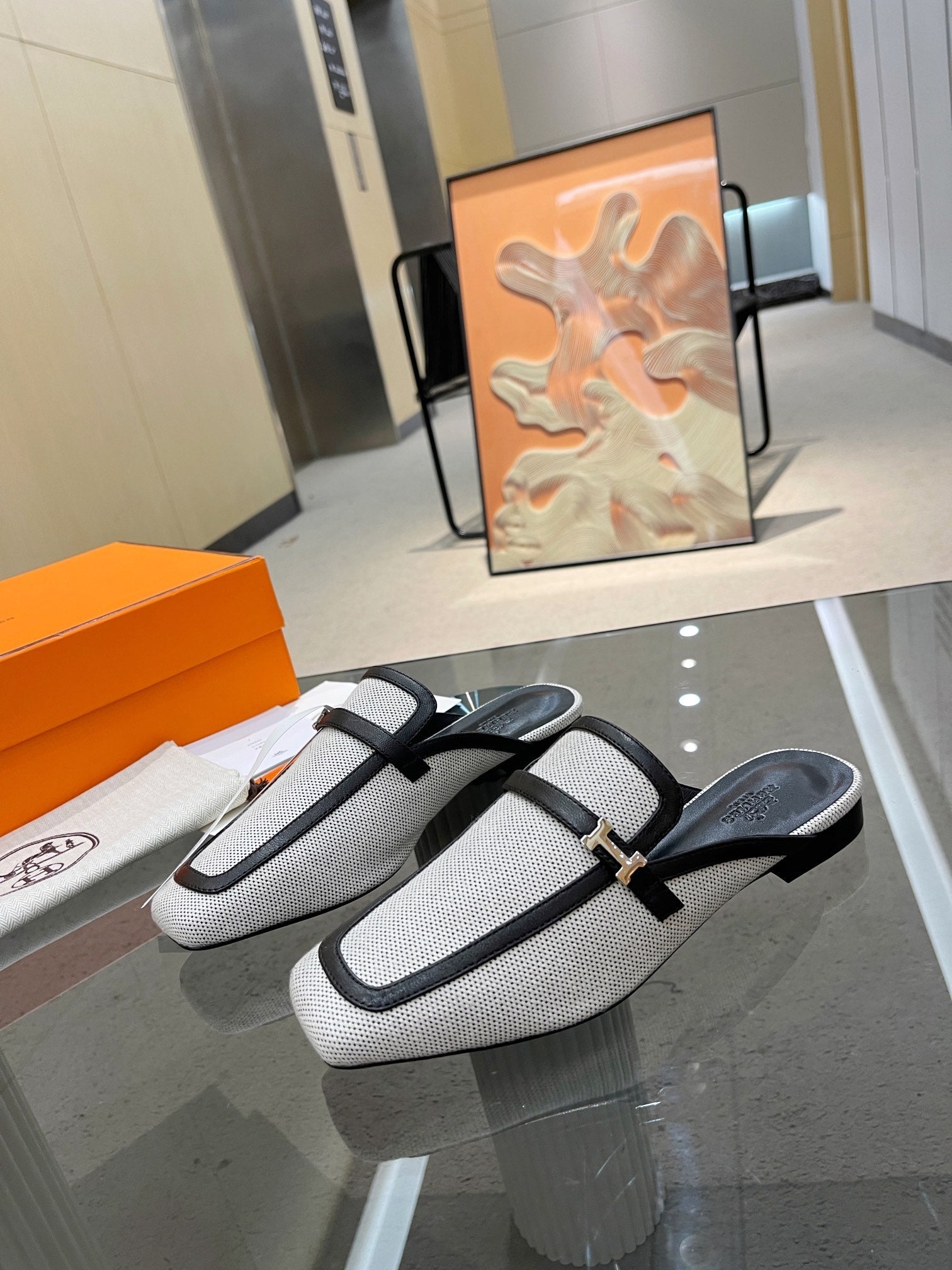 GROUPIE MULE BLACK MIX SILVER LAMBSKIN、mysite、Cacoeks