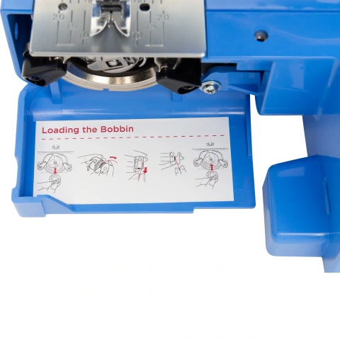 Included Bobbin Insertion diagram, blue couture