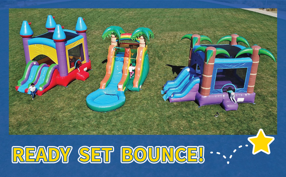 Hero Kiddo Ready Set Bounce Inflatable Bounce Houses and Slides with Pool