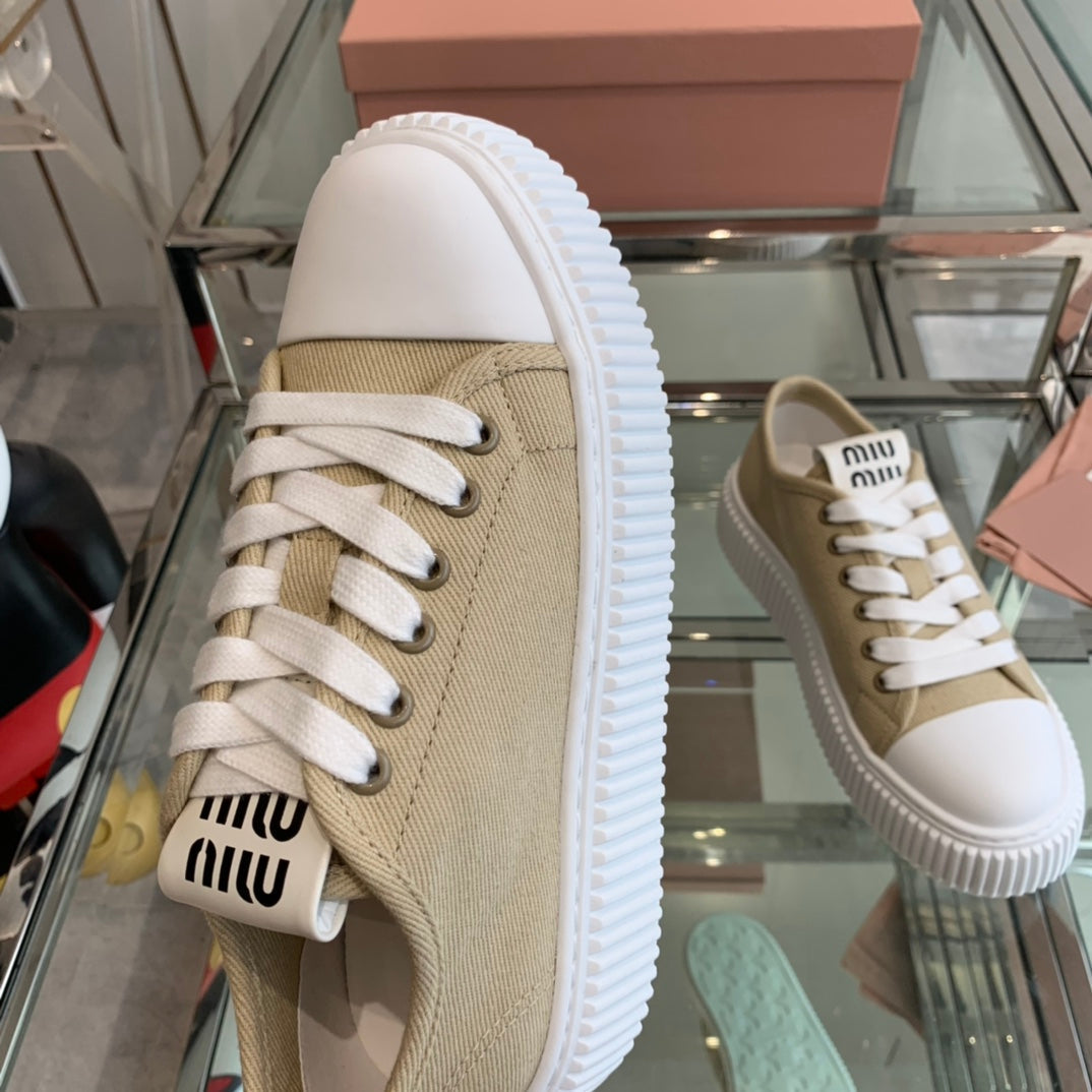 Sneakers High Sole Khaki And White Canvas、mysite、Cacoeks