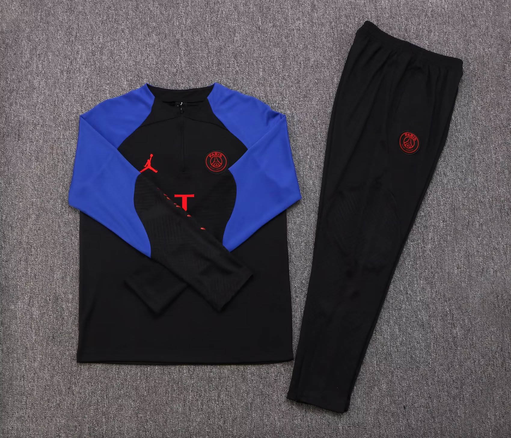 2022/2023 Psg Paris Saint-Germain Half-Pull Training Suit Black-Blue Sleeve Set:football jersey mysite: unitedjerseyfootball 邓江浪:football