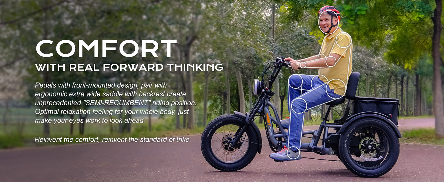 Meetone electric tricycle for adults semi-recumbent
