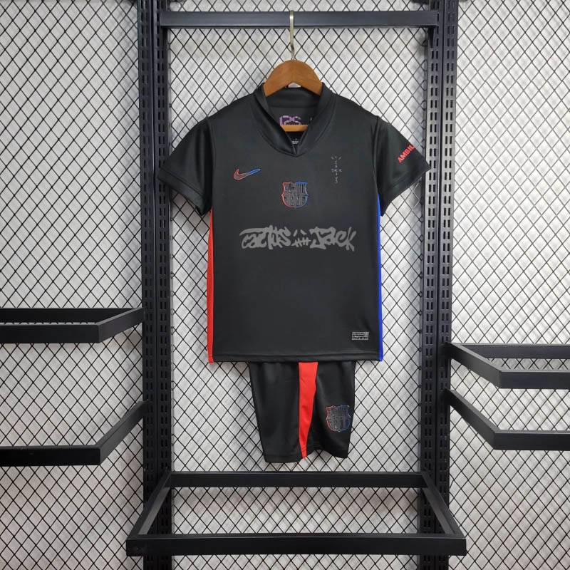 2024/2025 Barcelona Travis Scott Joint Edition Black Football Shirt 1:1 Thai Quality Kids Size:football jersey mysite: unitedjerseyfootball 邓江浪:football