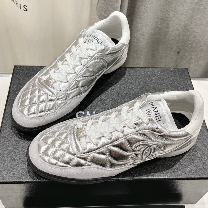 Double C New Quilted Panda Shoes Silver Sheepskin、mysite、Cacoeks