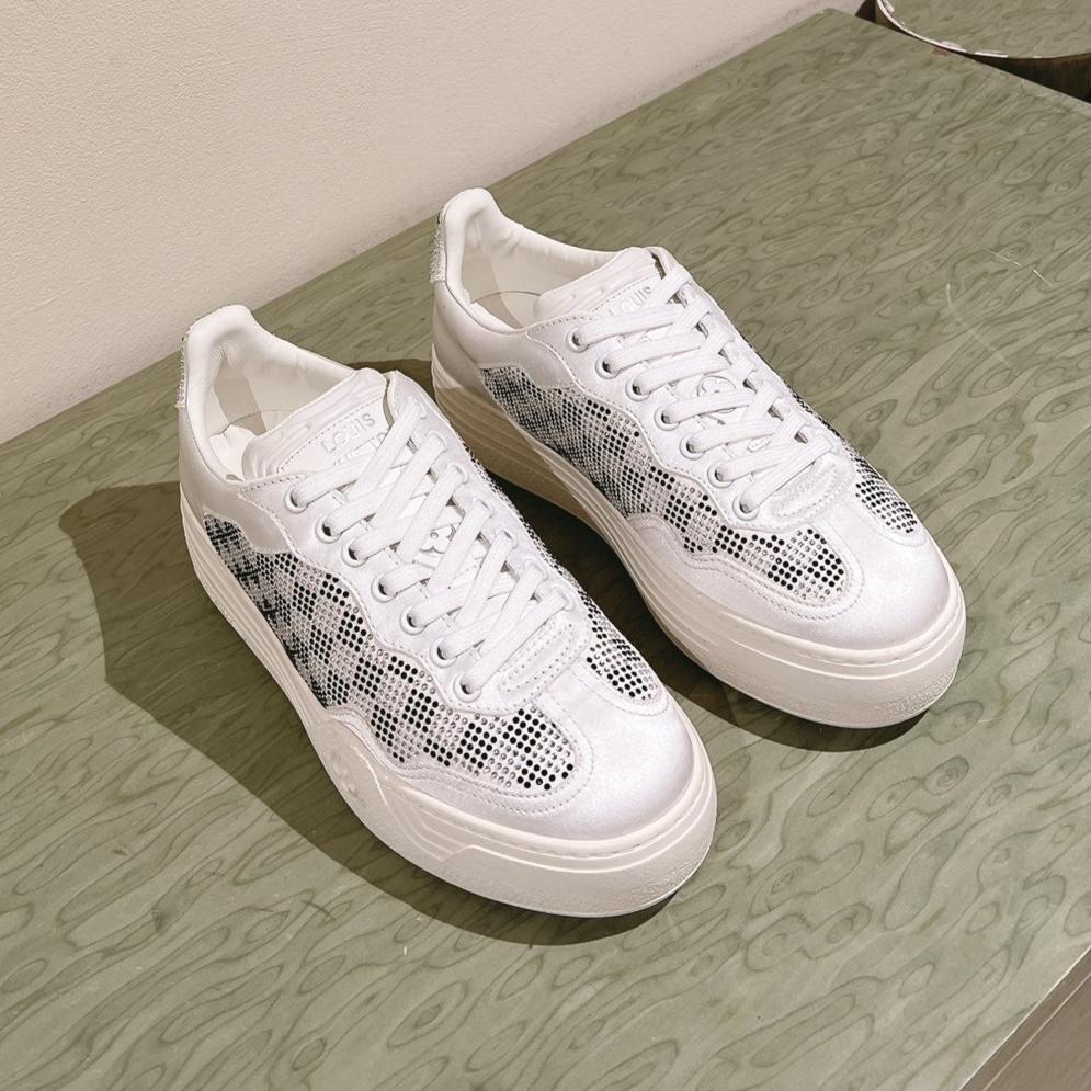 LV GROOVY SNEAKER IN WHITE MIX BLACK DAMIER STRASS AND CALFSKIN、mysite、Cacoeks