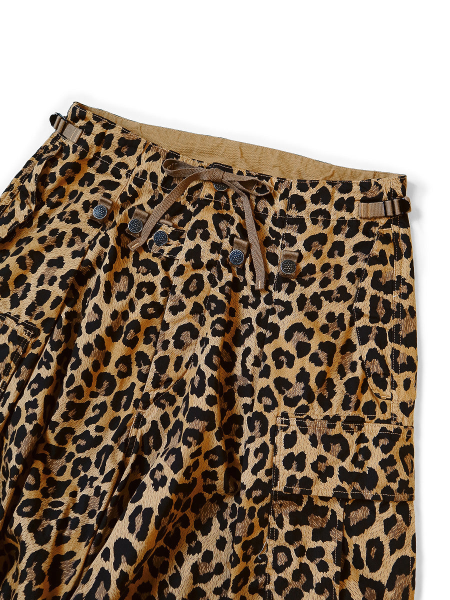 KAPITAL Cotton Herringbone Leopard Print Jumbo Cargo Pants  K2409LP008 